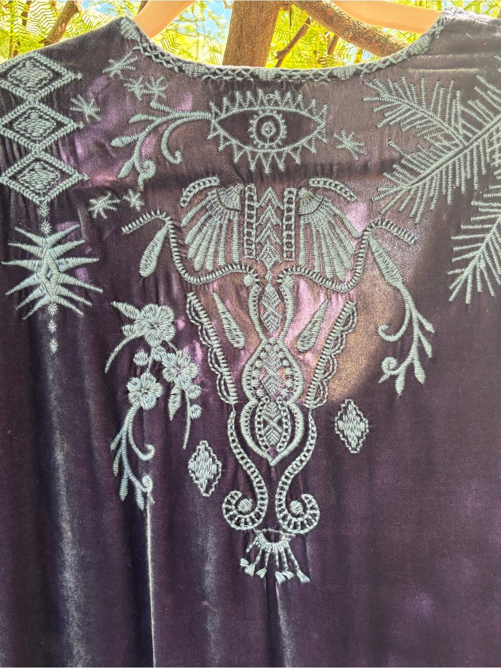 Johnny Was Embroidered Velvet Tunic Dress - Picture 5 of 6